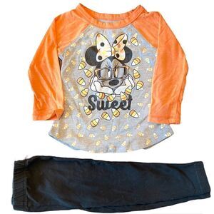 Toddler Girls Disney Minnie Mouse Halloween Candy Cane Long T-Shirt/ Pants Set